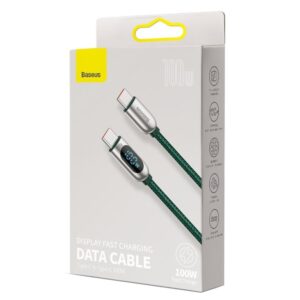 BASEUS Display Fast Charging Cable USB-C - USB-C 2m Green