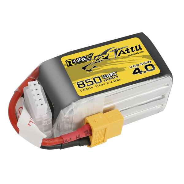 Tattu R-Line Version 4.0 850mAh 14.8V 4S1P 130C Lipo Battery Pack with XT-30 Plug