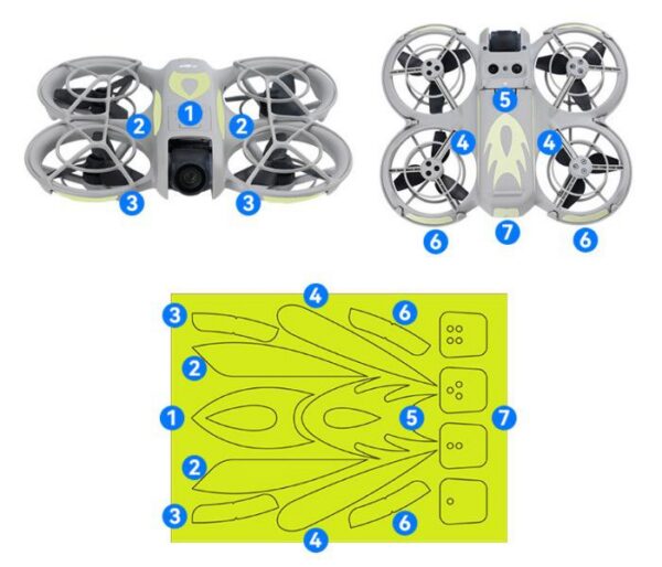 Öine fluorestseeruv kleebis DJI NEO-le