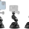 TELESIN Universal Suction Cup Holder with phone holder and action camera mounting