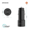 FIXED Dual USB-C Car Charger, 65W, PD 3.0, black