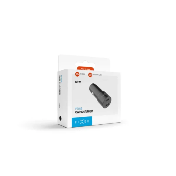 FIXED Dual USB-C Car Charger, 65W, PD 3.0, black