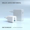 FIXED Mini Charger - 2x USB-C, 1x USB-A, GaN, 65W, white