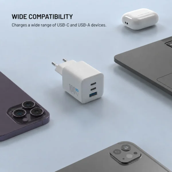 FIXCG100M-2C1A-WH_PH_002_EN FIXED Mini Charger, 2x USB-C, PD support, 100W, white