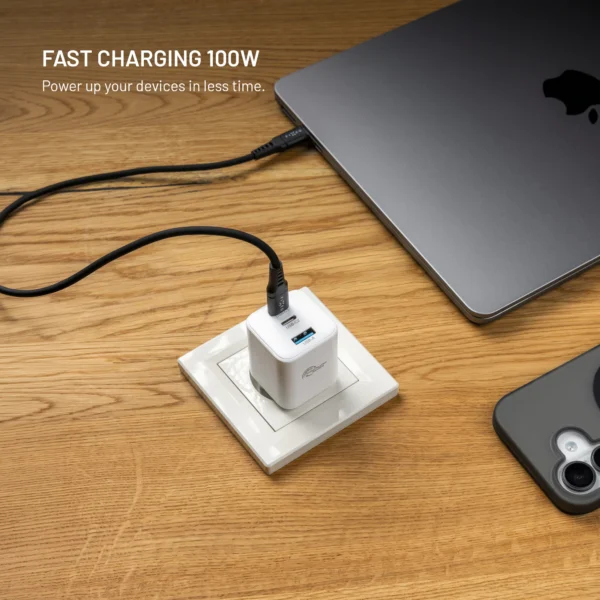 FIXCG100M-2C1A-WH_PH_003_EN FIXED Mini Charger, 2x USB-C, PD support, 100W, white